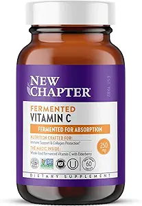 Nuevo Capítulo Fermented Vitamina C + Elderberry, ONE Daily for Immune Support &amp; Collagen Protection, Made with Organic Herbs, Certified Vegan, Gluten Free, 60 Count