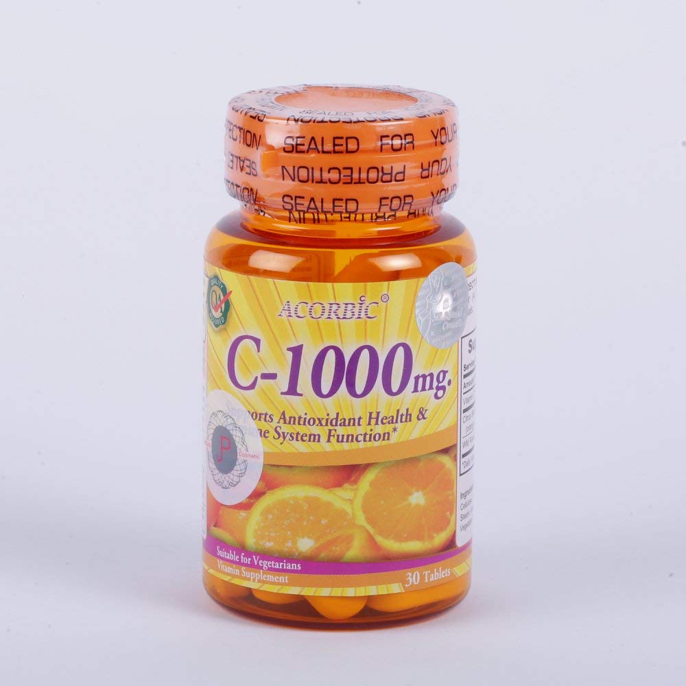 30 píldoras Acorbic C 1000 Mg Vittamin C Suplemento brillante más rápido blanqueamiento ácido ascórbico