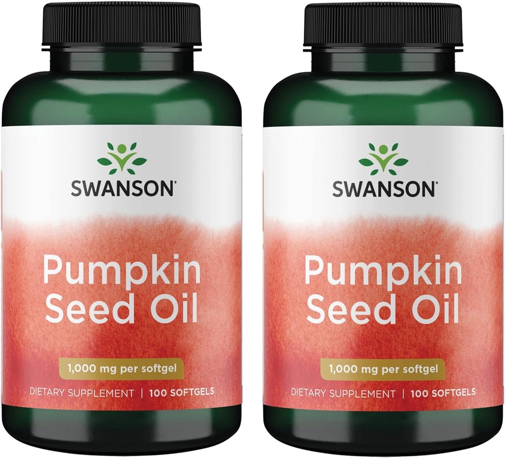 Swanson Pumpkin Seed Oil - High Bioavailable EFAs - (100 cápsulas de Softgel, 1000 mg cada uno) 2 Pack