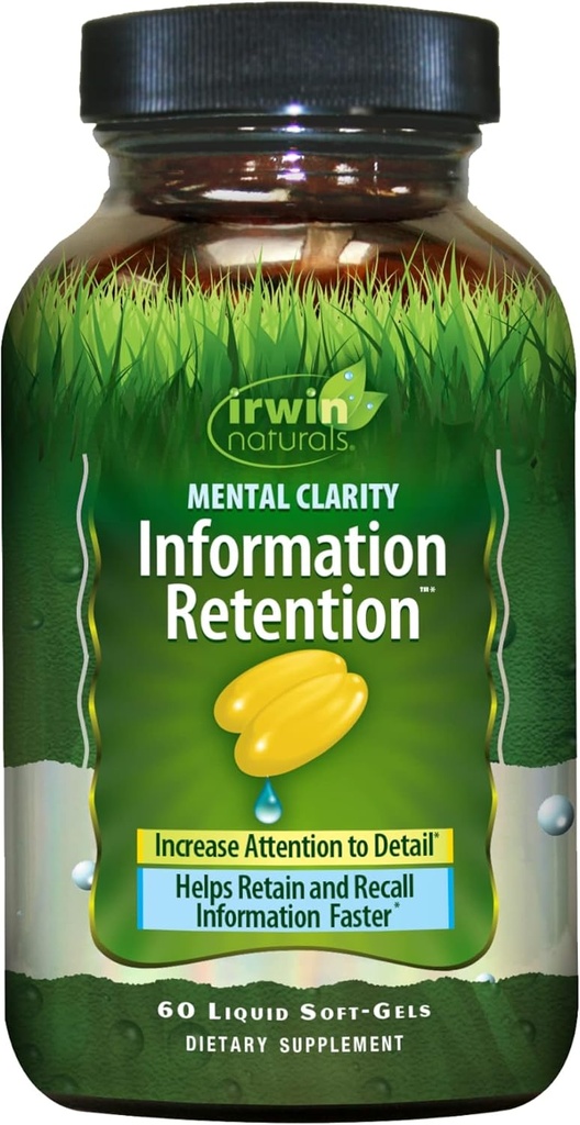 Irwin Naturals Mental Clarity Information Retention - 60 Liquid Soft-Gels - Helps Increase Attention to Detail & Retain and Recall Information Faster - 30 Total Servings
