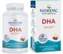 Naturales nórdicos DHA, Fresa - 180 Gels blandos - 830 mg Omega-3 - Alta intensidad DHA Fórmula para el soporte del sistema nervioso y cerebral - No GMO - 90 Servimientos