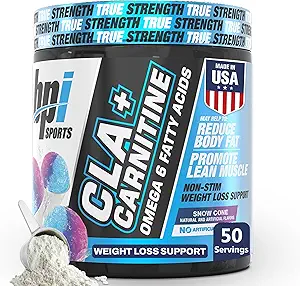 BPI Sports CLA+Carnitine – CLA L Carnitine & Linoleic Acid – L Carnitine Supplement for Weight Loss, Metabolism & Lean Muscle – Caffeine Free – Snow Cone – 50 Servings – 12.34 oz