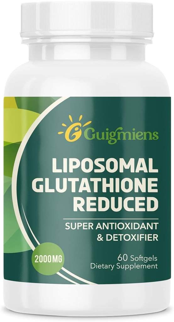 Glutatión Liposomal 2000 MG, Absorción Superior, Suplemento Glutathione con ácido hialurónico + Péptide colágeno + Resveratrol, Antioxidante Poderoso, Envejecimiento Salud, 60 Conde