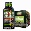 Vitamin Energy Workout+ Extra Strength Energy Shot Sour Apple 48 Pack, 260mg Natural Caffeine, Pre-Workout, B-Vitamins, Minerals, Endurance & Performance, Zero Sugar, Gluten-Free, Vegan, 1.93 fl oz