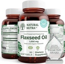Natural Nutra Organic Flaxseed Oil Softgels, promueve el crecimiento de los cabellos, ayuda en la pérdida de peso, ayuda a Boost Immune System, promueve el crecimiento saludable del Nervous System & Hair, Omega 3 6 9, 1000 mg, 90 Softgels