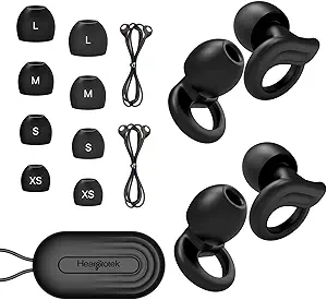 Enchufes de oído para el sueño, 2 pares enchufes para la reducción del ruido del sueño Protección de oídos suaves reutilizables para el alivio del tinnitus,Misophonia,Snoring,Work,Travel(Black)