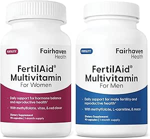 Fairhaven Health FertilAid for Men and Women Combo Fertility Suplementos para Hombres y Mujeres TENIDO Conteo y Motilidad Soporte Pre-Concepción para Él ← Vitamina Prenatal para Ella con Vitex y Folate