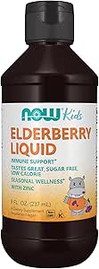 AHORA Suplementos, Elderberry líquido para niños con zinc y astragalus, Immune Support*, 8 onzas, el embalaje puede variar
