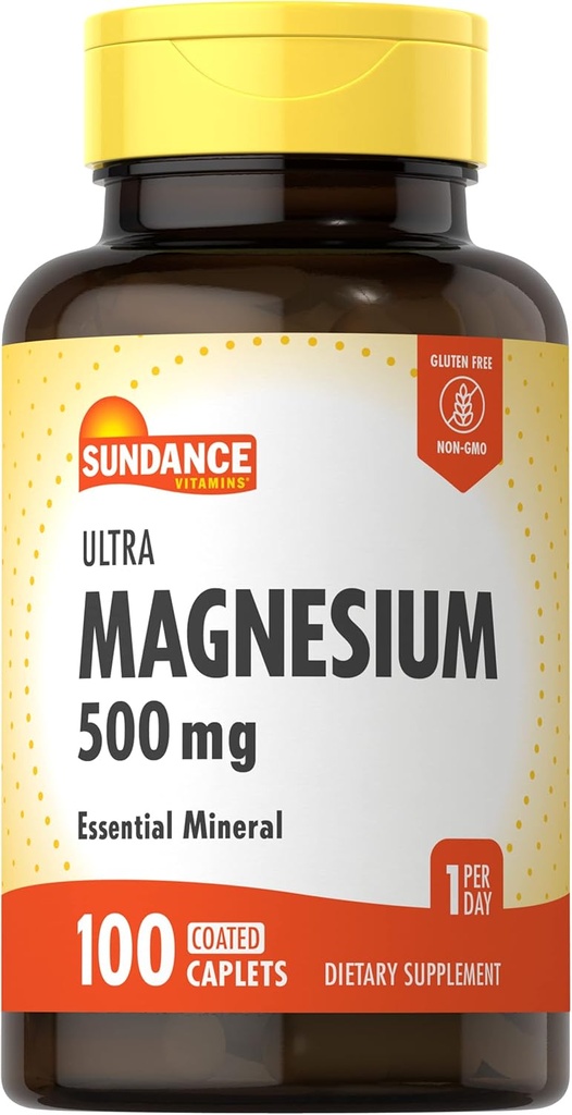 Suplemento de Sundance Magnesium tención 500mg ← Oxide Silencio 100 Caplets Coated Silencio Vegetariano, No GMO y Gluten Gratis