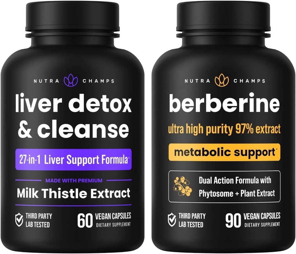 NutraChamps Liver Cleanse &amp; Detox Capsules &amp; Berberine Capsules