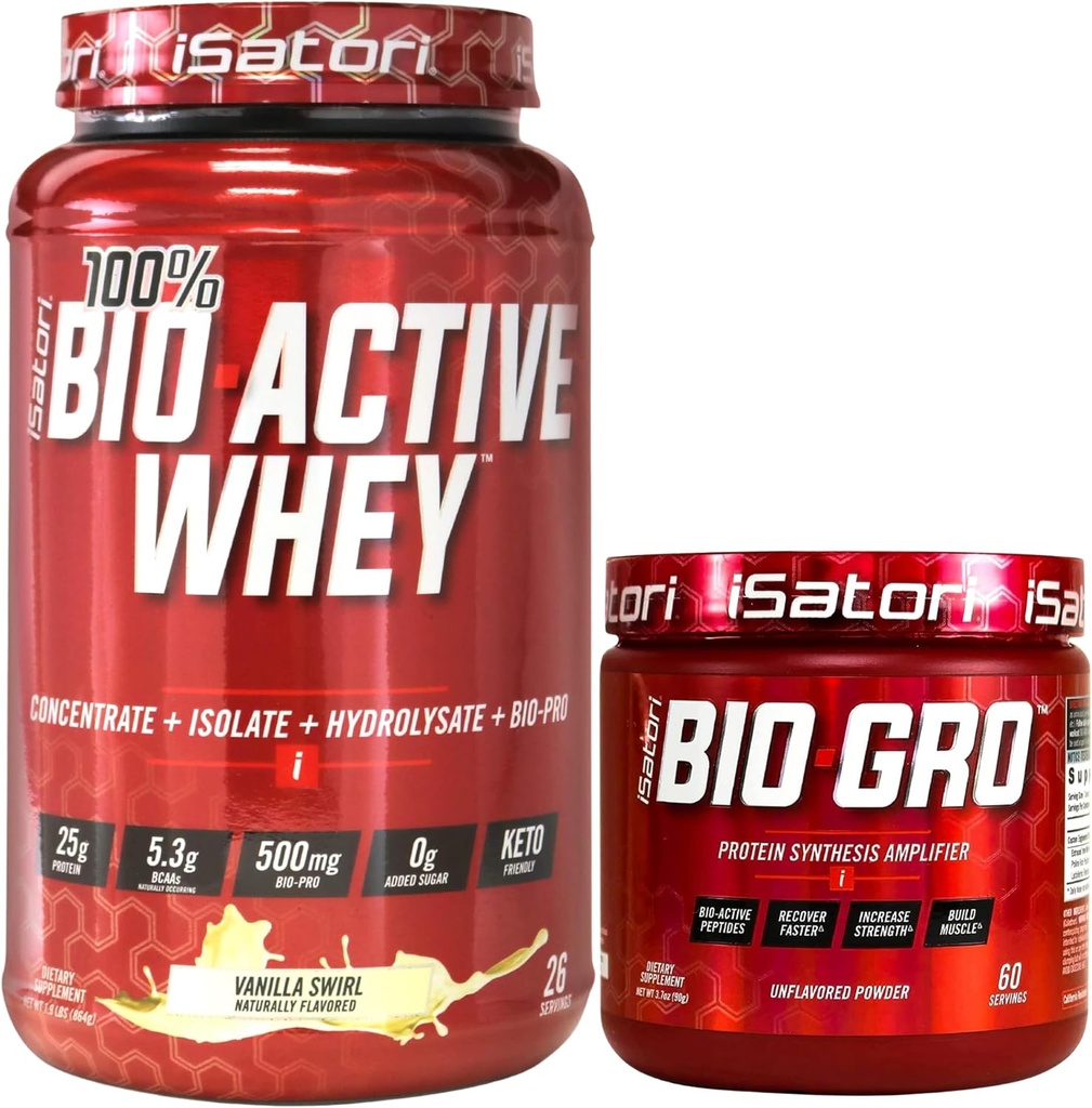 iSatori Bio-GRO Vanilla Ice Cream (60 Servings) " Bio-Active Whey Protein Powder Unflavored (30 Servings)