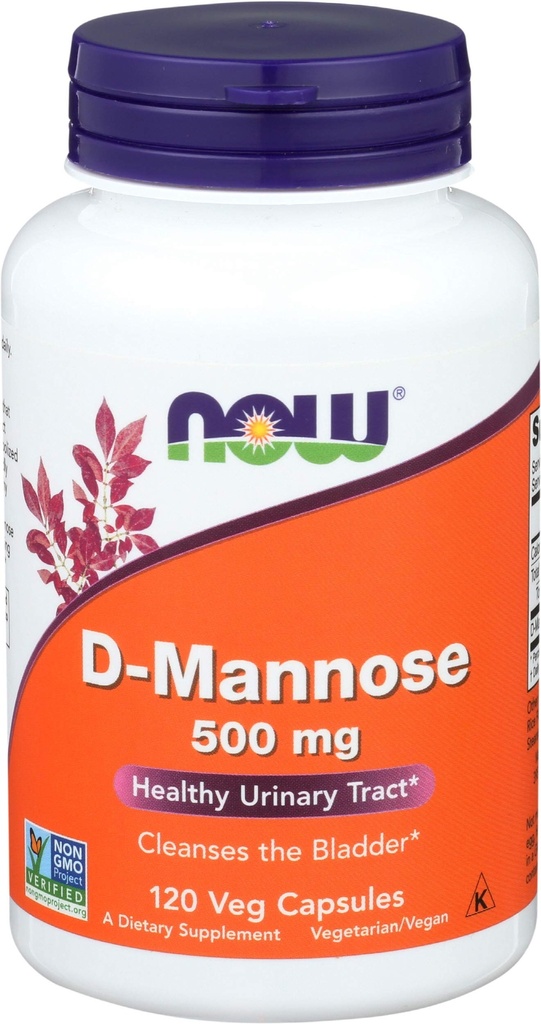 Now Foods D-Mannose, 120 Caps 500 mg (Pack of 3)