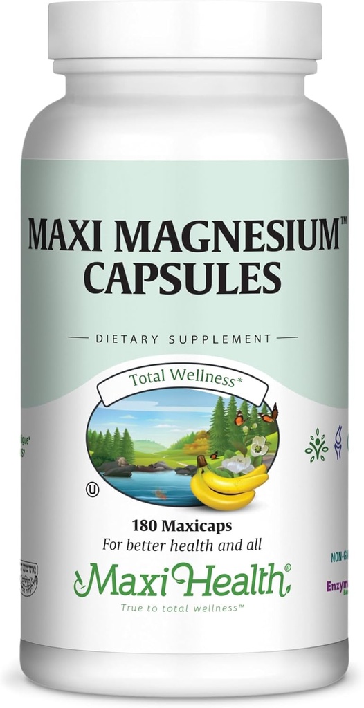 Magnesium Capsules - Producción de energía - Muscle & Nerve Health - Soporte de bonificación - Suplemento de magnesio del óxido de magnesio, magnesio Glycinate Chelate y Citrato de magnesio - 180 Conde de Maxi Health