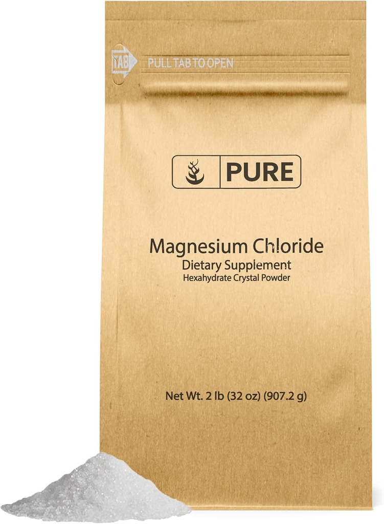 Ingredientes originales puros Cloruro de magnesio (2lb) Suplemento oral, Polvo de cristal, Suplemento de magnesio, Grado de alimentos