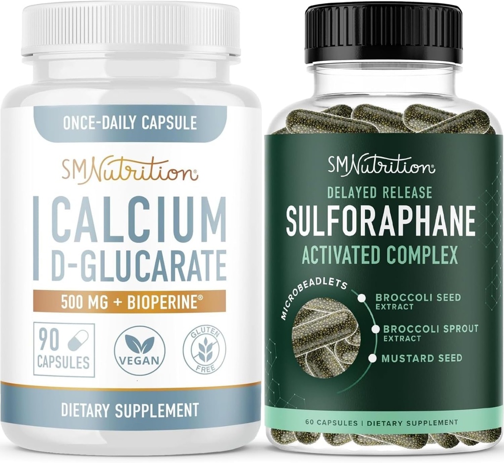 Complejo Sulforaphane con Calcio D-Glucarate tóxico Hormona Balancing Bundle con Avanzado Microlet Hormona Balance Suplemento (60 Servings) y Vegan Gluten Gluten libre CDG Suplemento (90 Servings)