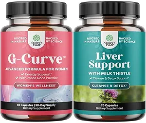 Bundle of G-Curve Butt & Breast Enhancement Pills with Saw Palmetto Extract Horny Goat Weed and Liver Cleanse Detox & Repair - Milk Thistle with Dandelion Root Choline Beetroot & Artichoke Extract
