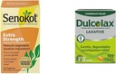 Senokot Extra Strength Natural Vegetable Laxative for Gentle Overnight Relief Occasional Constipation, 36 Count & Dulcolax Stimulant Laxative Tablets (100 Count) Gentle Overnight Constipation Relief