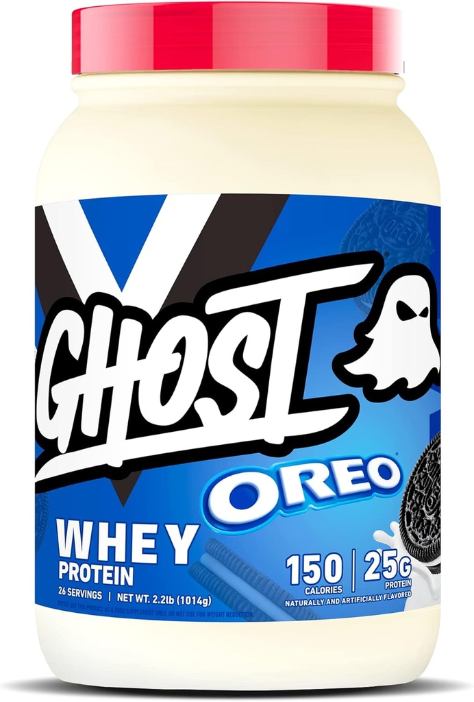 GHOST Whey Protein Powder, Oreo - 2LB, 25G de Proteína - Whey Protein Blend -Post Workout Fitness " Nutrition Shakes, Smoothies, Baking " Cooking - Cookie Pieces Inside