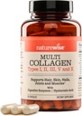 NatureWise Multi Collagen Peptides Pills for Women & Men - Type I, II, III, V, X w/Hyaluronic Acid - Supports Skin, Hair, Joint Health* - Grass Fed, Gluten Free, Non-GMO - 90 Capsules[30 Day Supply]