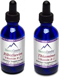 HoneyCombs Vitamina B2 (Riboflavin) gotas - 1 Fl Oz + Vitamina B1 (Thiamine) gotas- 1 Fl oz