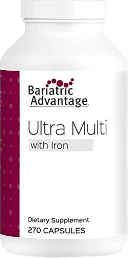 Bariatric Advantage Ultra Multivitamina con hierro - Ultra Multi con hierro - Capsule Formato Multivitamina - Proporciona Complejo Completo de vitaminas B - con vitamina C, cromo &amp; Más - 270 cápsulas