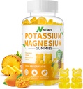 Potasio Magnesio Gummies, Nueva Fórmula Calma Magnesio Glycinate Gummies, Chewable Gummy Suplementos para la Leg Cramps & Muscle, Pineapple Flavor 90 Conde