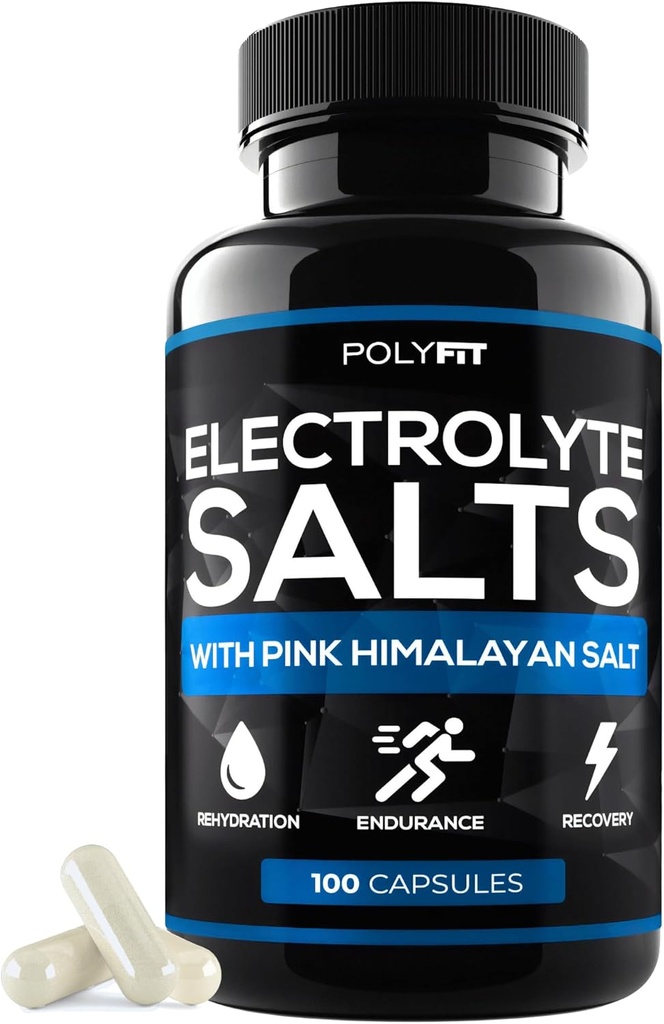 Polyfit Electrolyte Salts - 100 Salt Pills - Electrolytes Replacement Salt Tablets for Runners - Supplement for Rapid Hydration, Recovery, and Endurance