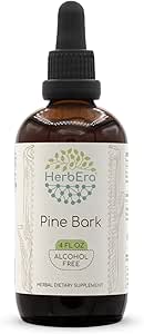 HerbEra Pine Bark B120 Extracto herbal libre de alcohol Tintura, gotas líquidas concentradas Barco de pino natural (Proanthocyanidin) Barco seco 4 fl oz