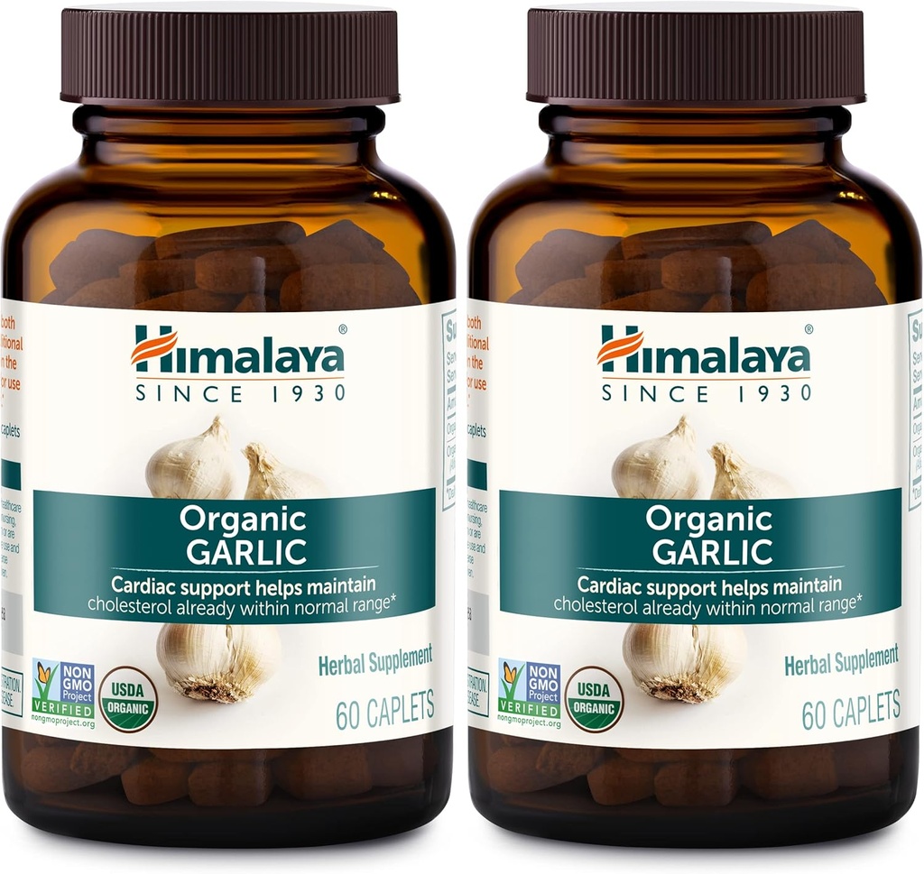 Himalaya Ajo Orgánico, Para Metabolismo Lipid y Soporte Inmunitario, 1,400 mg, 60 cápsulas, 1 mes de suministro, 2 paquete