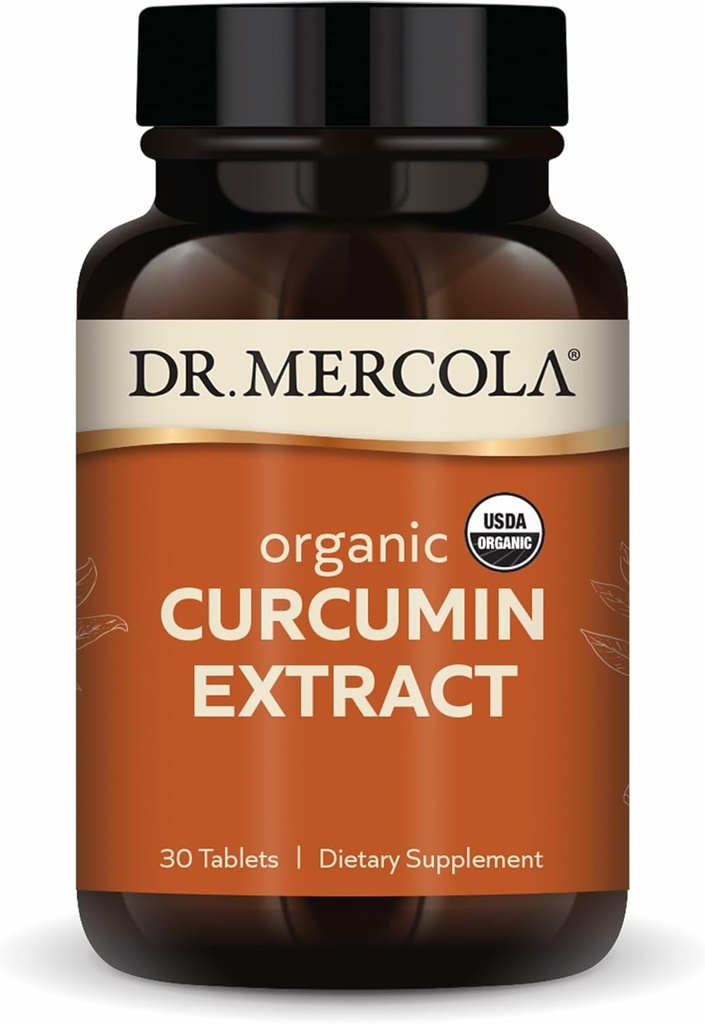 Dr. Mercola Orgánica Curcumina Extracto, 30 Serviciones (30 Tabletas), Suplemento dietético, No GMO, Certificado USDA Orgánica
