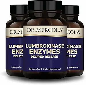 Dr. Mercola Lumbrokinase Enzymes - Delayed Release Formula - Suplemento dietético para Cardiovascular &amp; Energy Support - No Gluten-Free &amp; Soy-Free - 30 Capsules (30 Servimientos), 3 Pack
