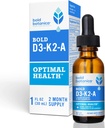 Bold Botanica D3-K2-A, Liquid Vitamin Complex, Vegan D3 from Organic Algae with Vitamin K2 (MK7) and A for Immune Support, Natural Orange Flavor, Tastes Delicious, 1 FL OZ. (30mL)