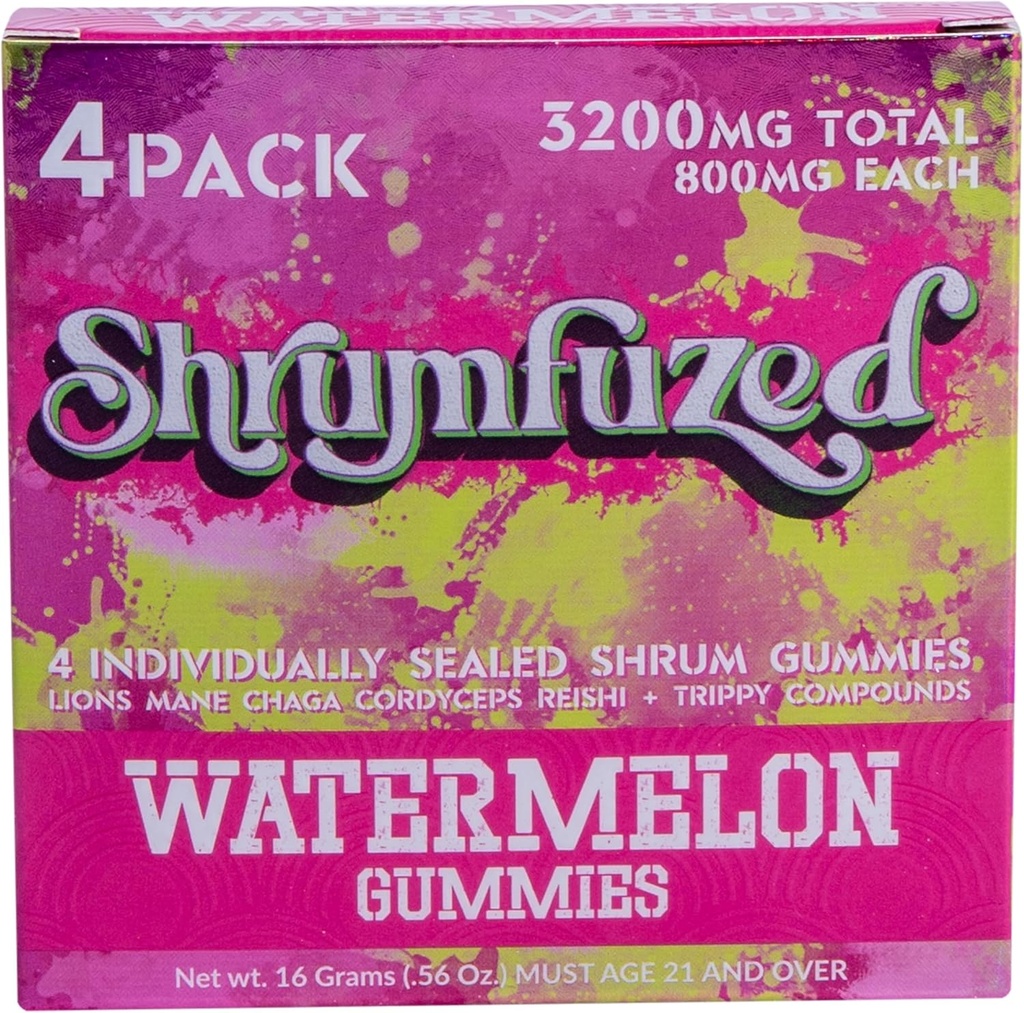 Proprietary Nootropic Gummy 3200mg - Lion's Mane, Reishi, Chaga y Cordycep Nootropic Tripee Mushroom Blend (4, Watermelon)