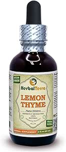 Tomo de limón (Thymus x Citriodorus) Tintura, Extracto líquido de hierba seca orgánica (Marca: HerbalTerra, Proudly Made in USA) 2 fl.oz (60 ml)