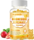 Magnesio Glycinate Gummies 1000mg - Suplemento de Potasio de Magnesio Libre de Azúcar con Vitamina D, B6, CoQ10 para calma Mood &amp; Sleep Support - 60 Orange Gummies