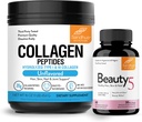 Sandhu's Grass-Fed Collagen Peptides Powder &amp; Beauty 5 Capsules duración Suplementos de piel animados promueve la piel, el pelo, la salud de uñas