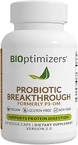 BiOptimizers Probiotic Breakthrough – Lactobacillus Plantarum OM Probiotics & Prebiotics Health Supplement for Gut, Digestive & Immune Support Probiotics for Women Men Elderly – 60 Vegan Capsules