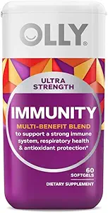 OLLY Ultra Strength Immunity Softgels, Immune and Respiratory Support, Zinc, Vitamina C + D, Suplemento, 30 Day Supply - 60 Count