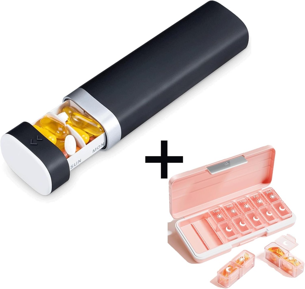 AM PM Pill Organizer 2 Times A Day, 7 Day Pill Box Weekly Pill Organizer Travel with Separate Container, Portable Daily Medicine Planner Dispenser Case for Vitamin, Fish Oils, Supplements