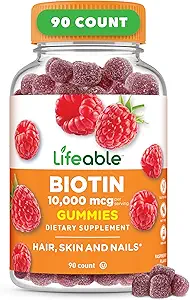 Lifeable Biotin Gummies  10,000mcg ← Gran piel de cabello y uñas Gummies ← GMO-Free Vegan Biotin Suplemento Silencio Skin Hair Skin and Nails Vitaminas para las mujeres