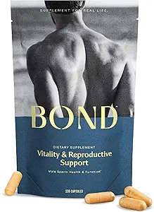 BOND Vitality - All-in-One Hombre Fertility Suplemento - Concepción para Él, Fertilidad Suplementos para Hombres, Hombre Wellness Suplemento - CoQ10, Vitaminas B12, C, D, &amp; E, Catalase, Selenium - 120 cápsulas