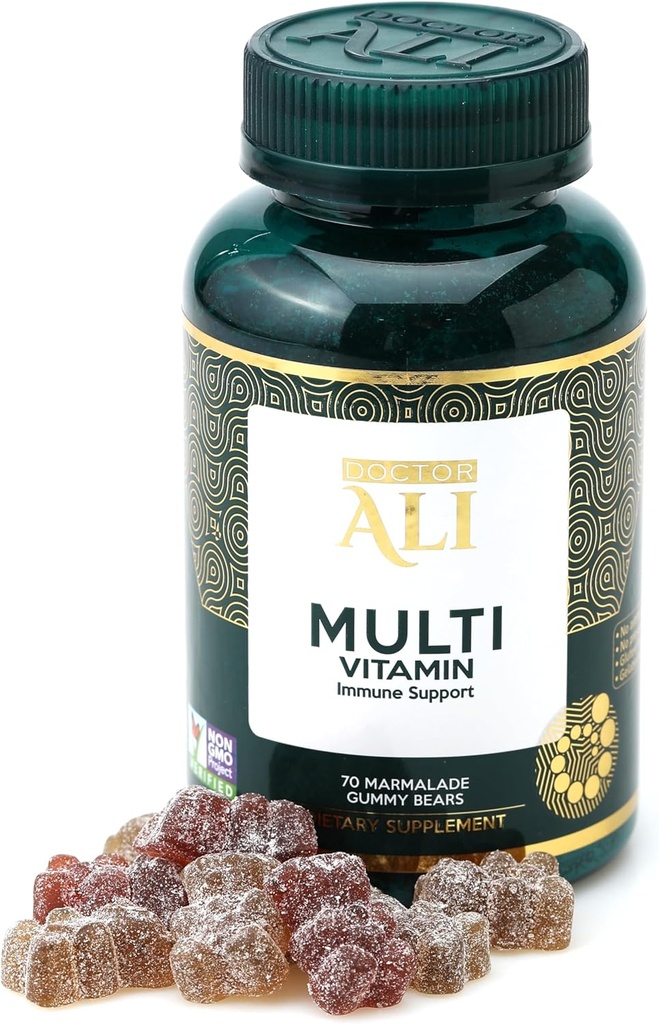 Doctor ALI Natural Multivitamin Gummies ← Orgánica de Gummies con Vitamina A, C, " Esenciales Nutrientes Silenciosos Apoyo, Digestión, Cerebro " Visión Salud TEN Gluten-Free TEN Gelatin-Free TEN 70 Conde
