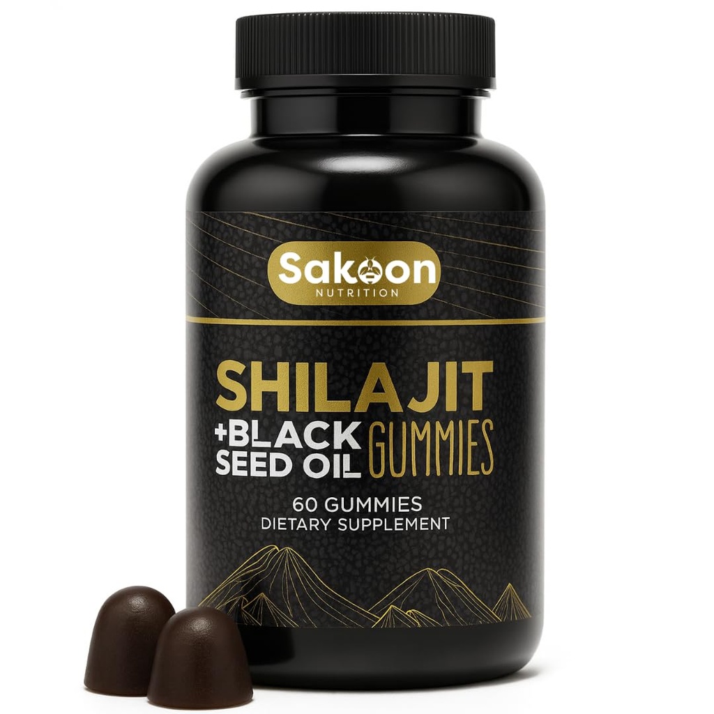 Pure Shilajit Gummies for Men ' Women, Shilajit with Black Seed Oil, High Potency Pure Himalayan Resin for Energy, Immune Support, and Cognitive Function, Lab Tested Chewables