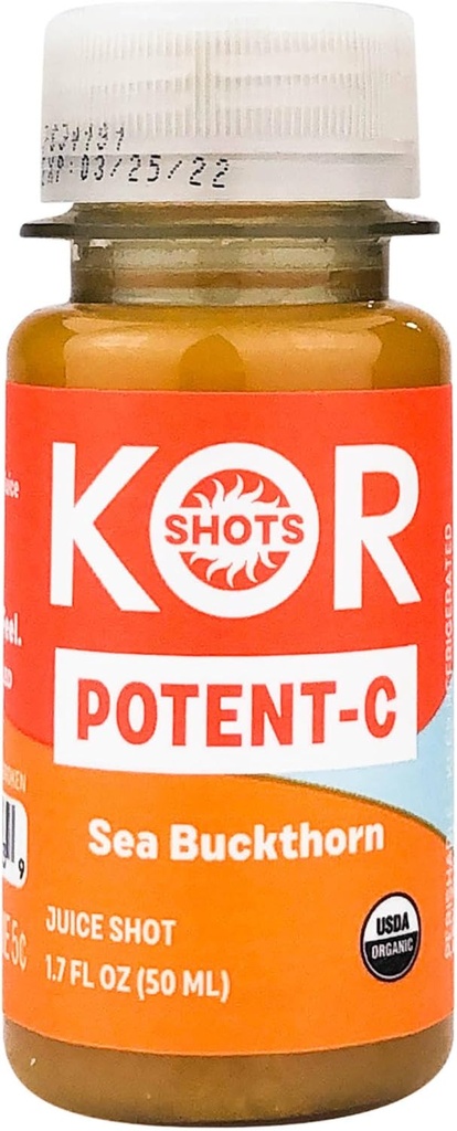 Zapatos KOR Sea Buckthorn y Baobab Shot - 1.7 Fl Oz - Potent C - Superfoods Vitamina C Shot - USDA Certified Organic