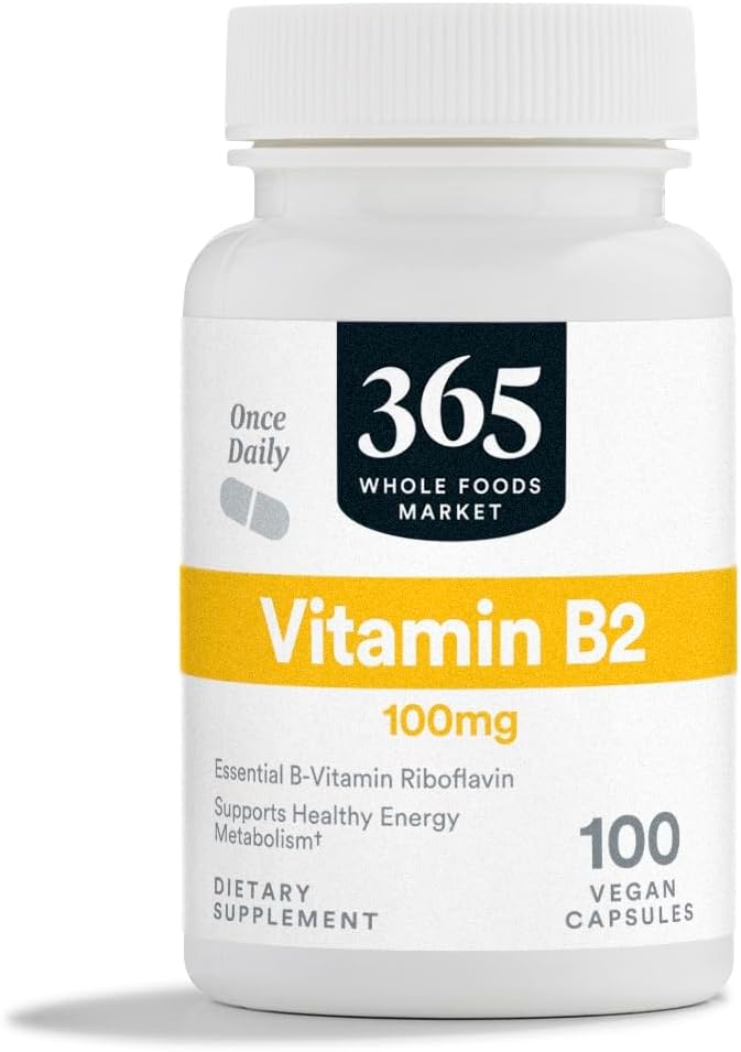 365 por mercado entero de alimentos, vitamina B2, 100 mg, 100 cápsulas vegetales