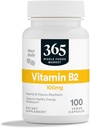 365 por mercado entero de alimentos, vitamina B2, 100 mg, 100 cápsulas vegetales
