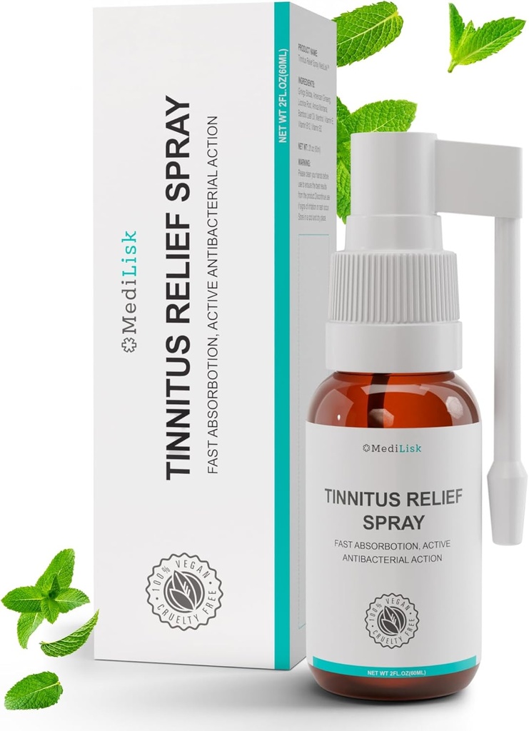 Medilisk Tinnitus Relief Spray – apoya Tinnitus Relief for Ringing Ears – Herbal Ear Care Products – Non-Steroidal & Hypoallergenic – 1 Fl Oz – Pack of 1