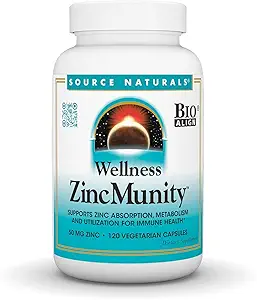 Source Naturals Wellness ZincMunity, Supports Zinc Absorbtion, Metabolism, and Utlization for Immune Health*, 50 mg Zinc - 120 Vegetarian Capsules