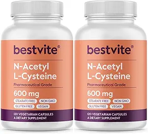N-Acetyl L-Cysteine 600mg (NAC) (120 cápsulas vegetarianas) (120 x 2) - No Stearates - Vegan - No Fillers - No Silica - No Gelatin - Gluten Gratis - No GMO