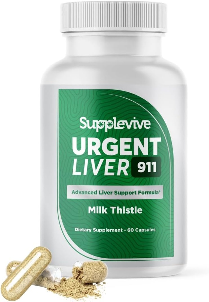 Urgent Liver 911 Herbal Liver Support Suplemento Liver Cleanse Detox &amp; Repair Formula with Milk Thistle Silymarin Dandelion Root and Artichoke Extract for Liver Health, 60 Capsules (1)